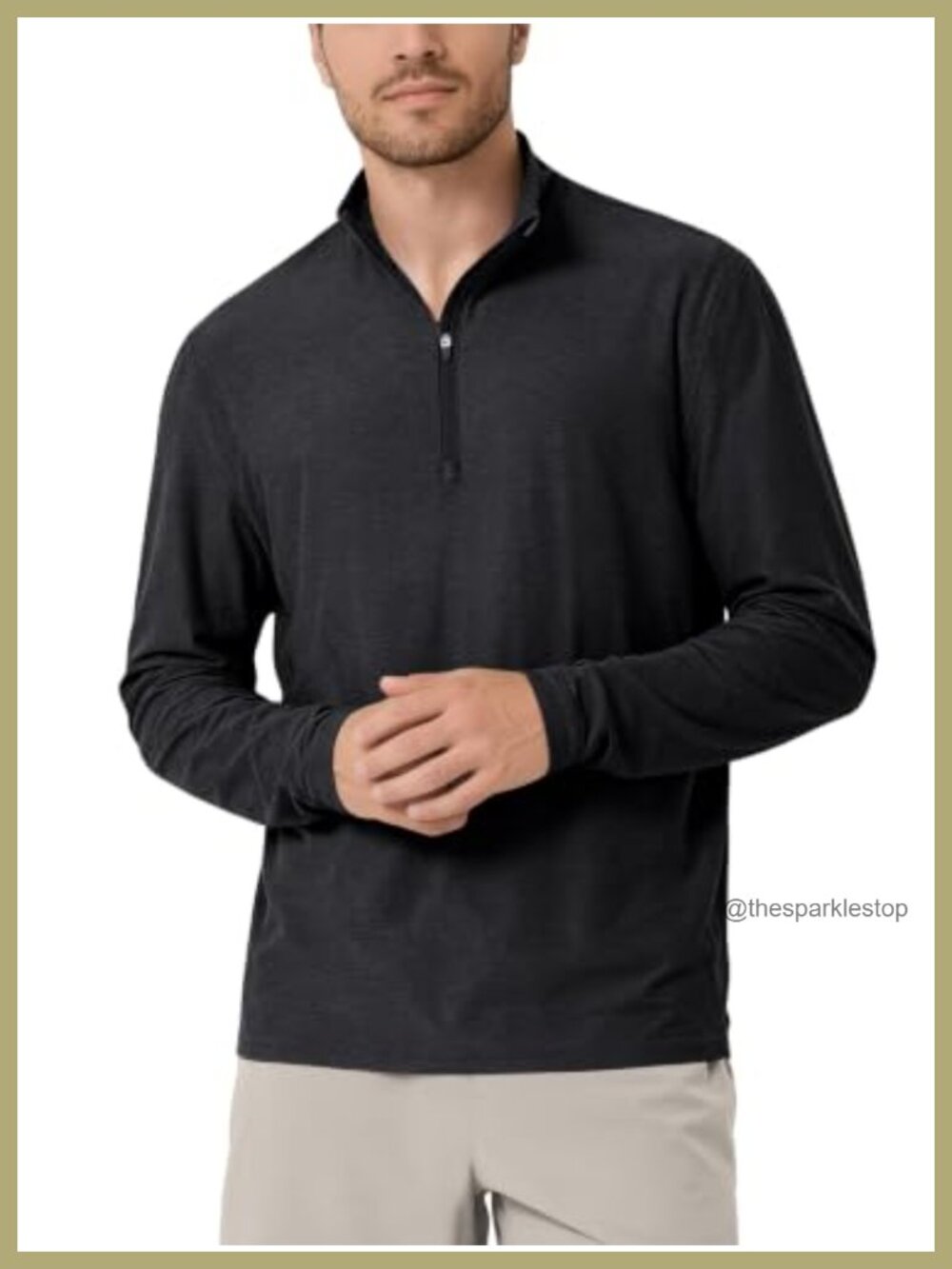 Men's Half Zip Performance Pullover Mock Neck Long Sleeve UPF 50+ Shirt
